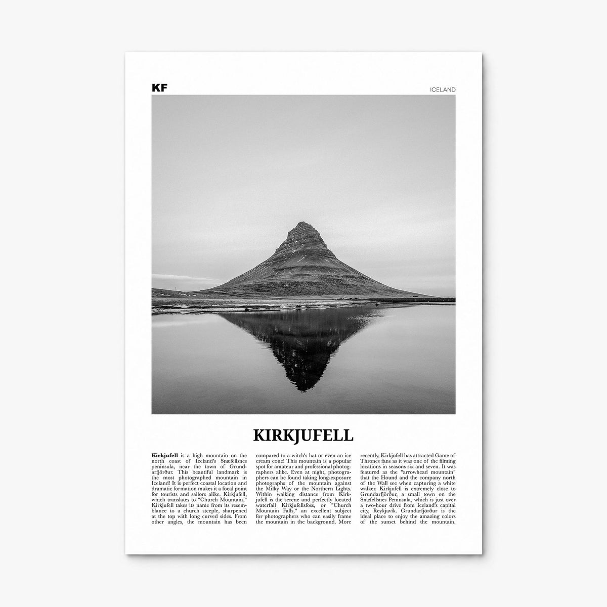 Kirkjufell Newspaper Poster, print only (unframed)
