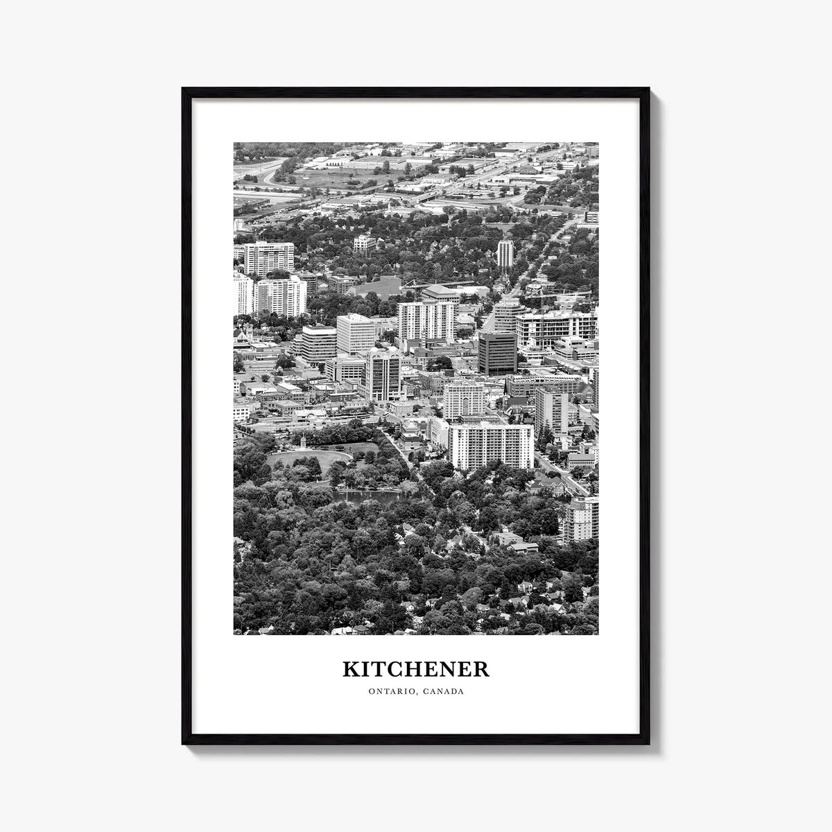 Kitchener black & white classic poster of Canada – vertical wall art, unframed print shown in interior mockup