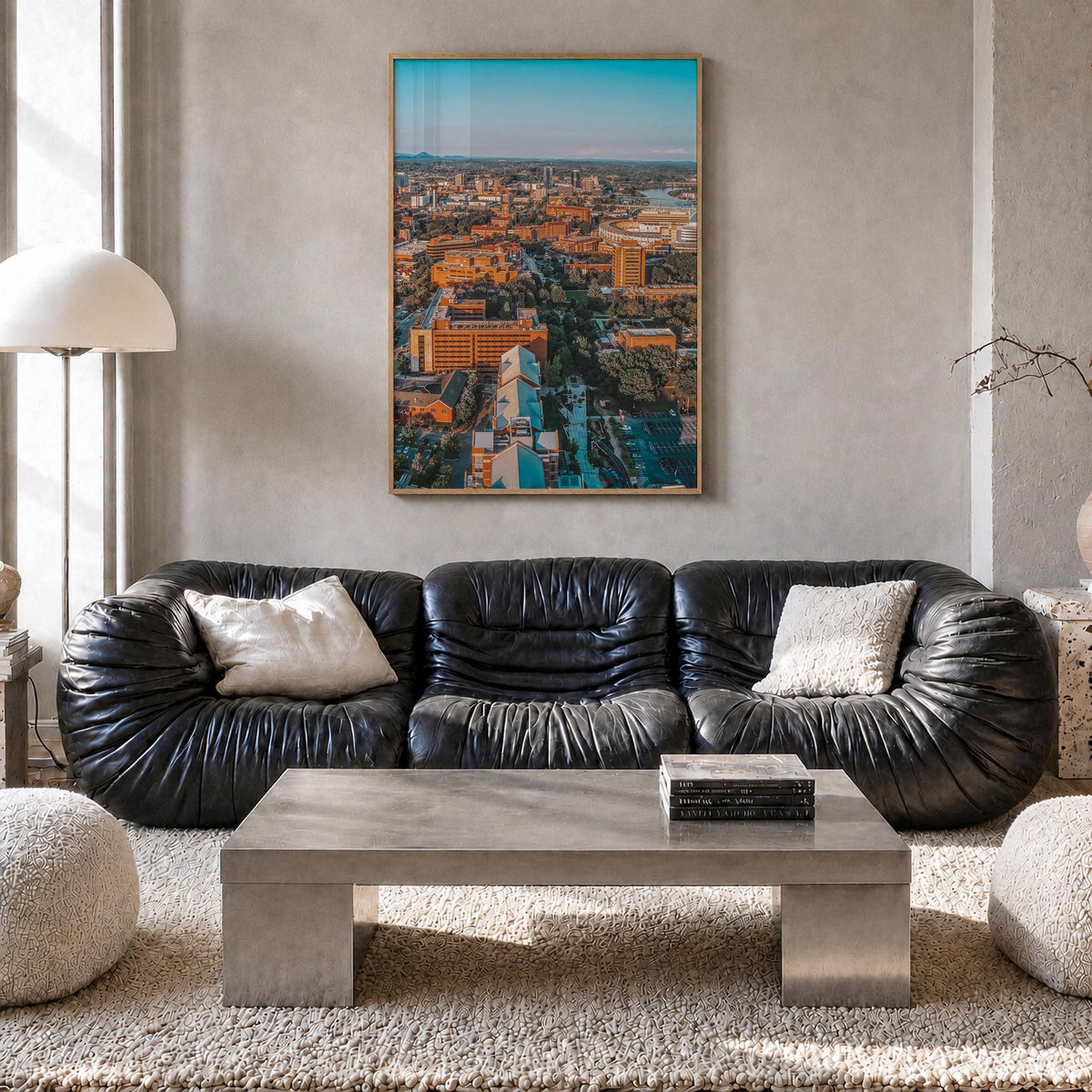 Knoxville no. 2 colorful photo poster of Tennessee, USA – vertical wall art in natural wood frame, hanging on wall