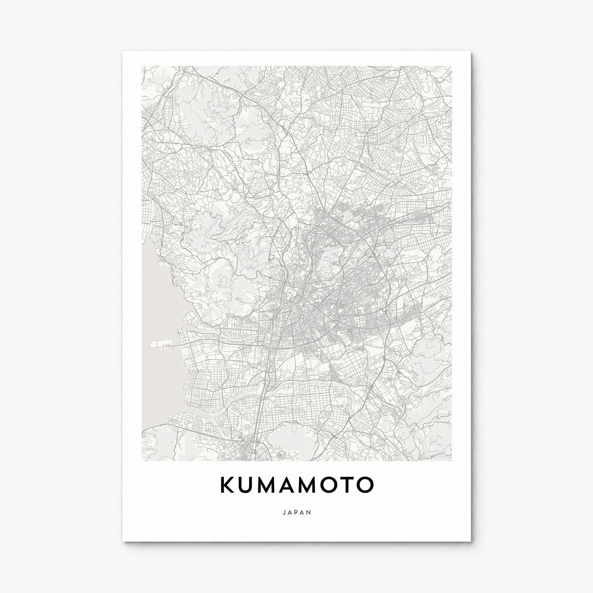 Kumamoto Map Poster, print only (unframed)