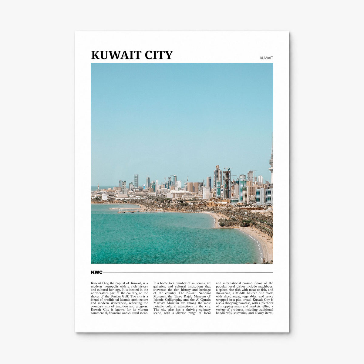 Kuwait City Travel Poster, print only (unframed)