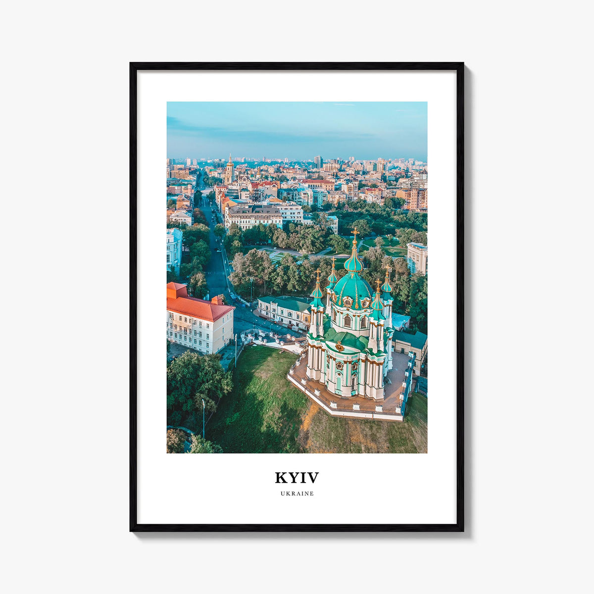 Kyiv colorful classic poster of Ukraine – vertical wall art, unframed print shown in interior mockup