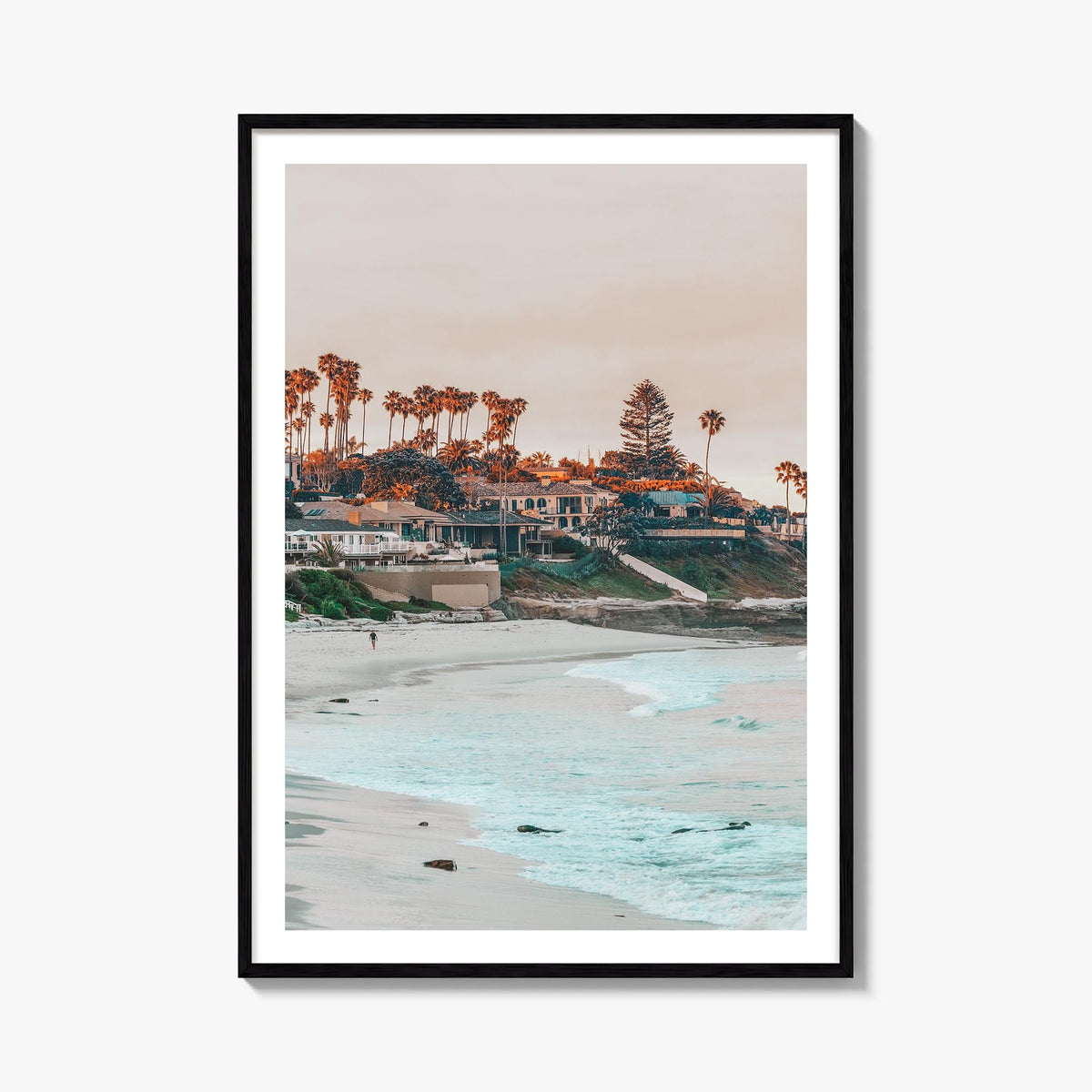 La Jolla no. 1 colorful photo poster of San Diego, California – vertical wall art, unframed print shown in interior mockup