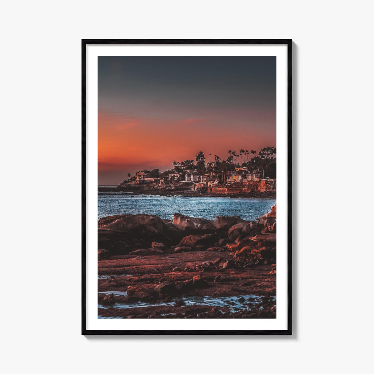 La Jolla no. 4 colorful photo poster of San Diego, California – vertical wall art, unframed print shown in interior mockup