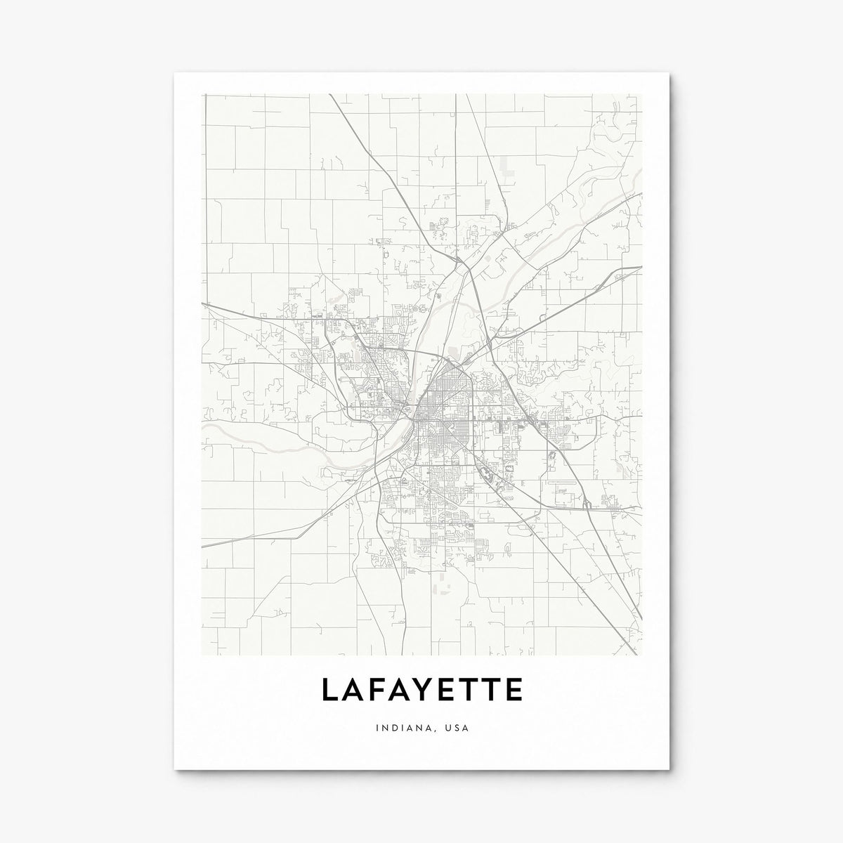 Lafayette, Indiana Map Poster, print only (unframed)