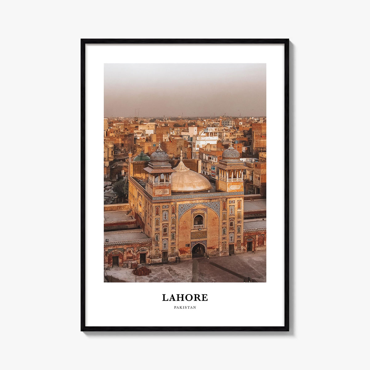 Lahore colorful classic poster of Pakistan – vertical wall art, unframed print shown in interior mockup