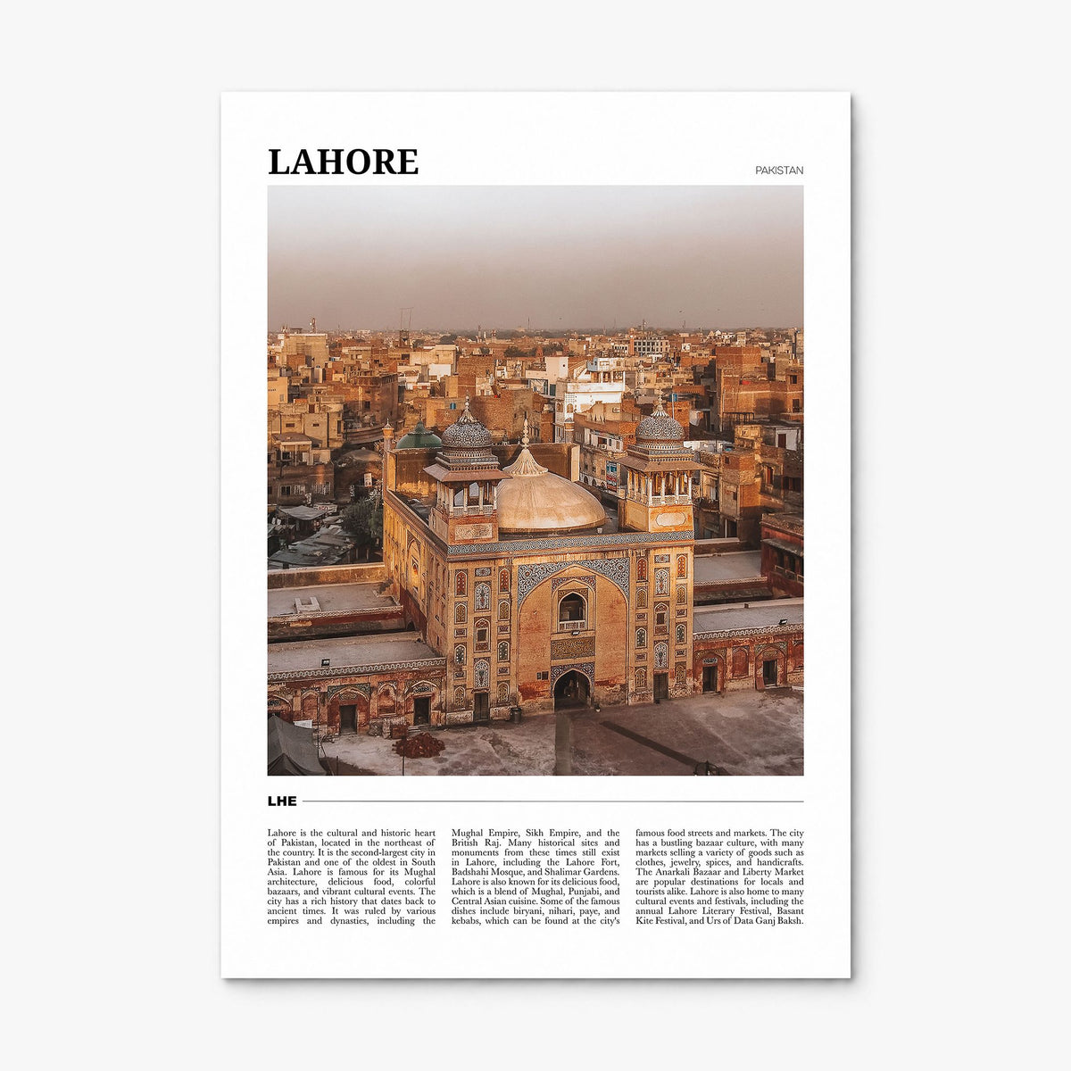Lahore Travel Poster, print only (unframed)