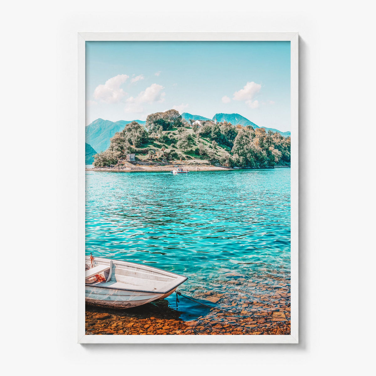 Lake Como Photo No 3 Poster in a white wood frame, full image (no border)