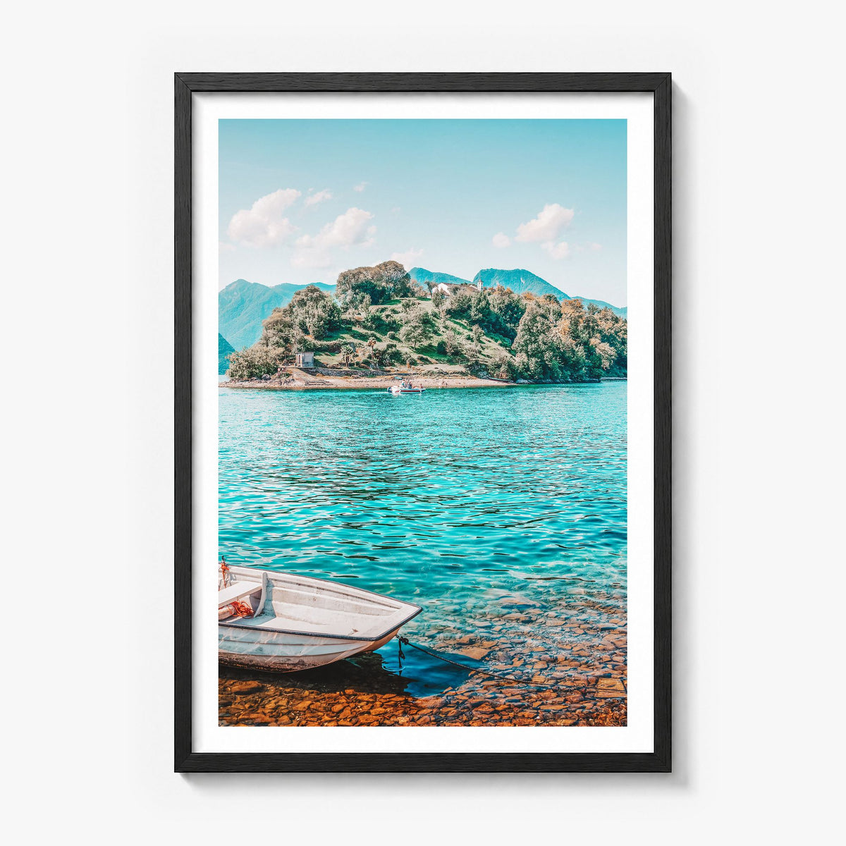 Lake Como Photo No 3 Poster in a black wood frame, white border
