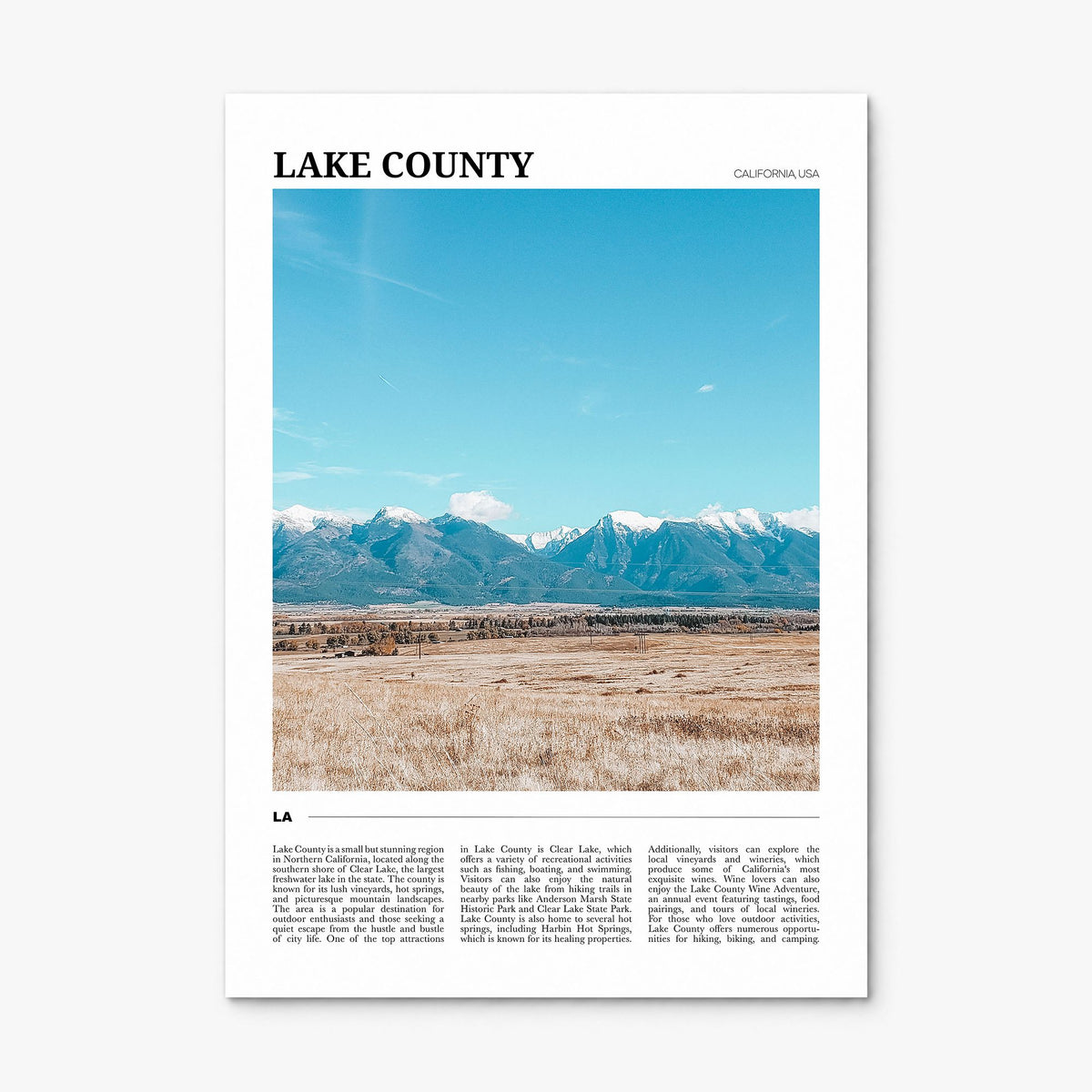 Lake County Travel Poster, print only (unframed)