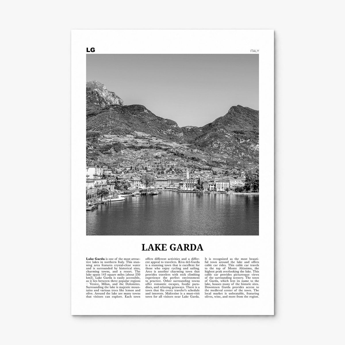 Lake Garda Newspaper Poster, print only (unframed)