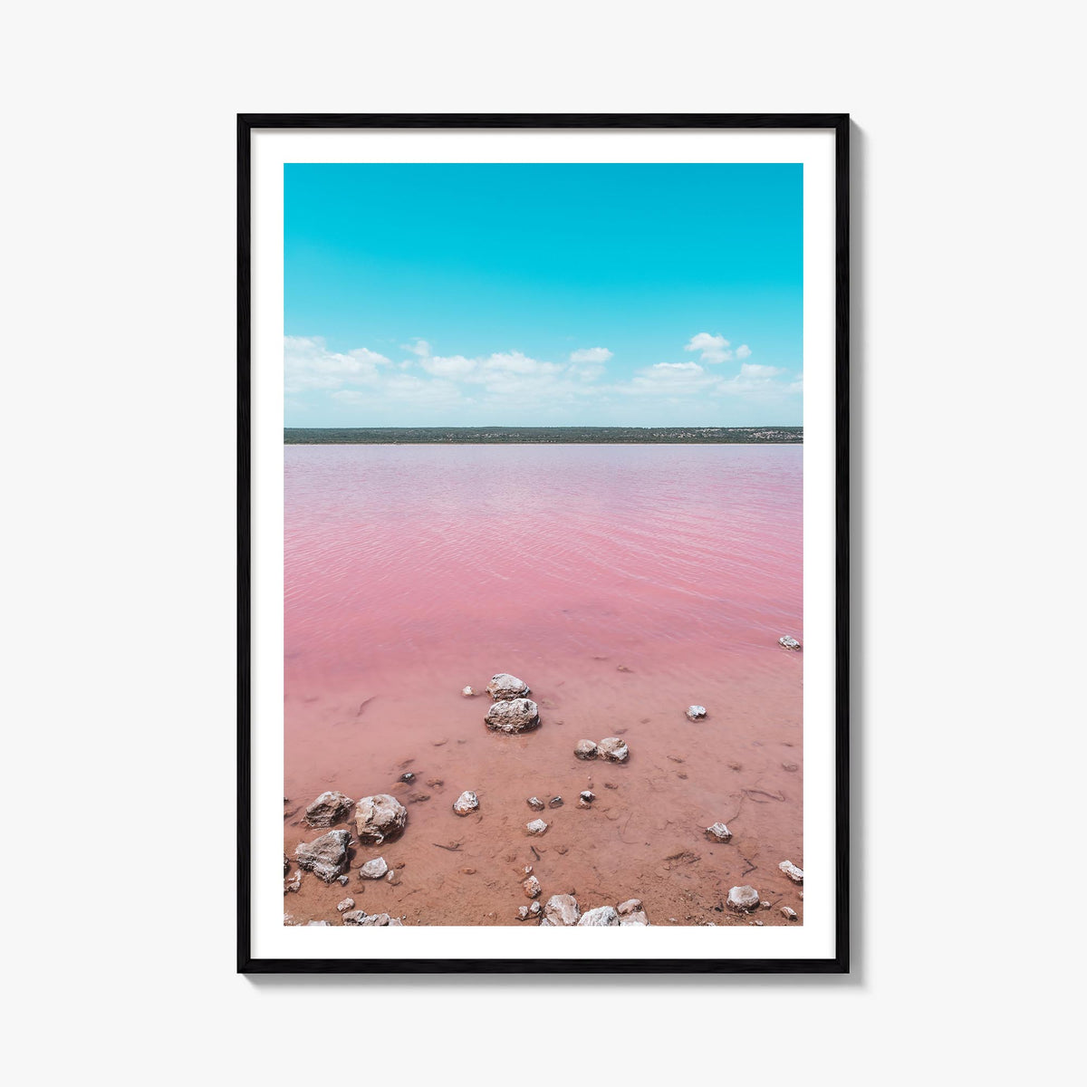 Lake Gregory no. 1 colorful photo poster of California, USA – vertical wall art, unframed print shown in interior mockup