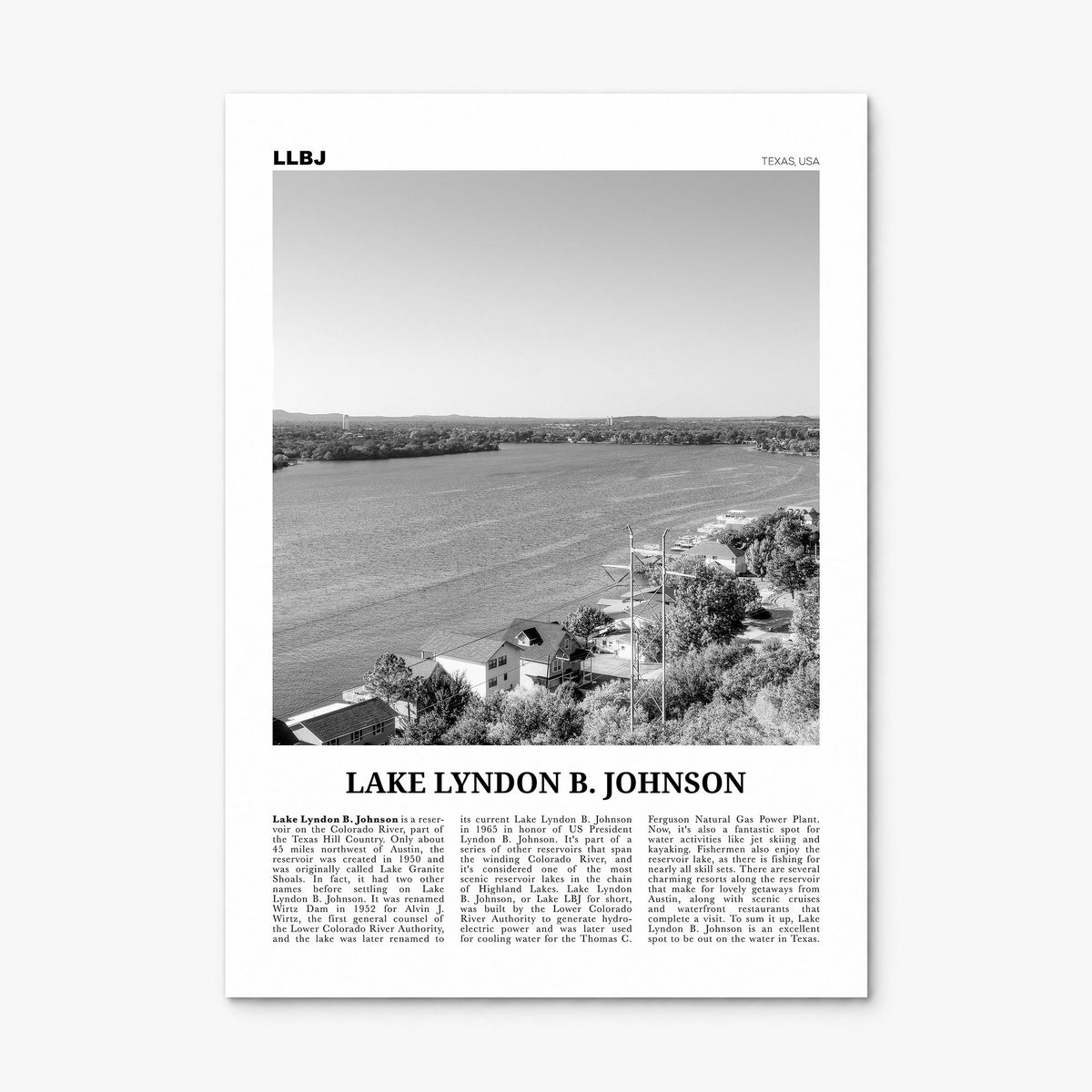 Lake Lyndon B. Johnson Newspaper Poster, print only (unframed)