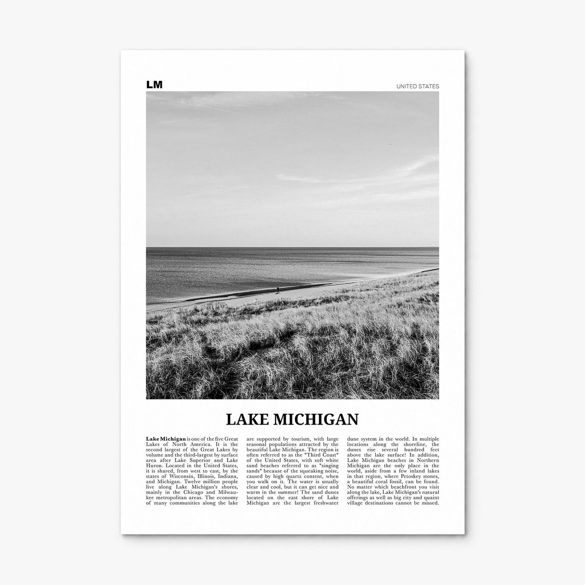 Lake Michigan Newspaper Poster, print only (unframed)