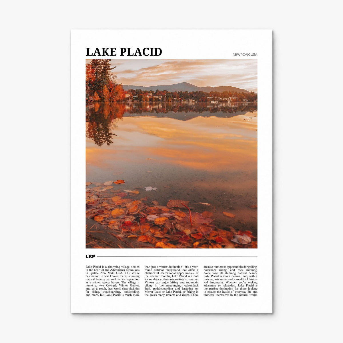 Lake Placid Travel Poster, print only (unframed)