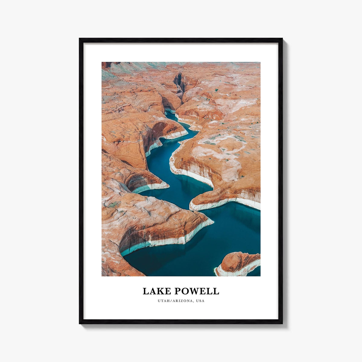 Lake Powell colorful classic poster of Arizona & Utah, USA – vertical wall art, unframed print shown in interior mockup