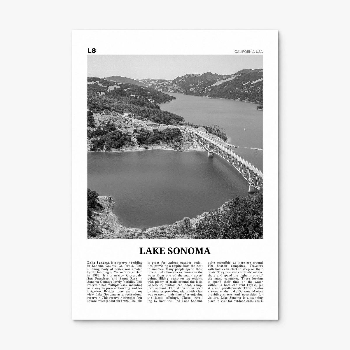 Lake Sonoma Newspaper Poster, print only (unframed)