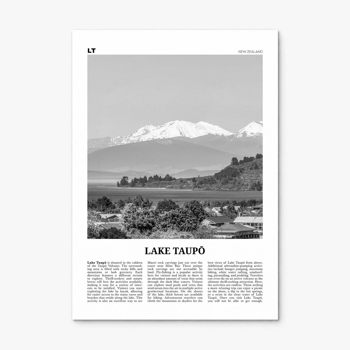 Lake Taupō Newspaper Poster, print only (unframed)