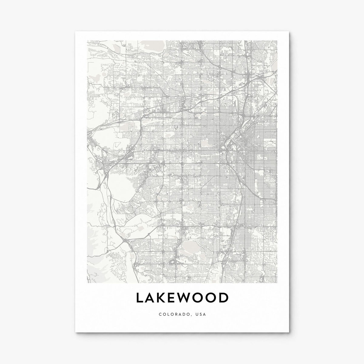 Lakewood Map Poster, print only (unframed)