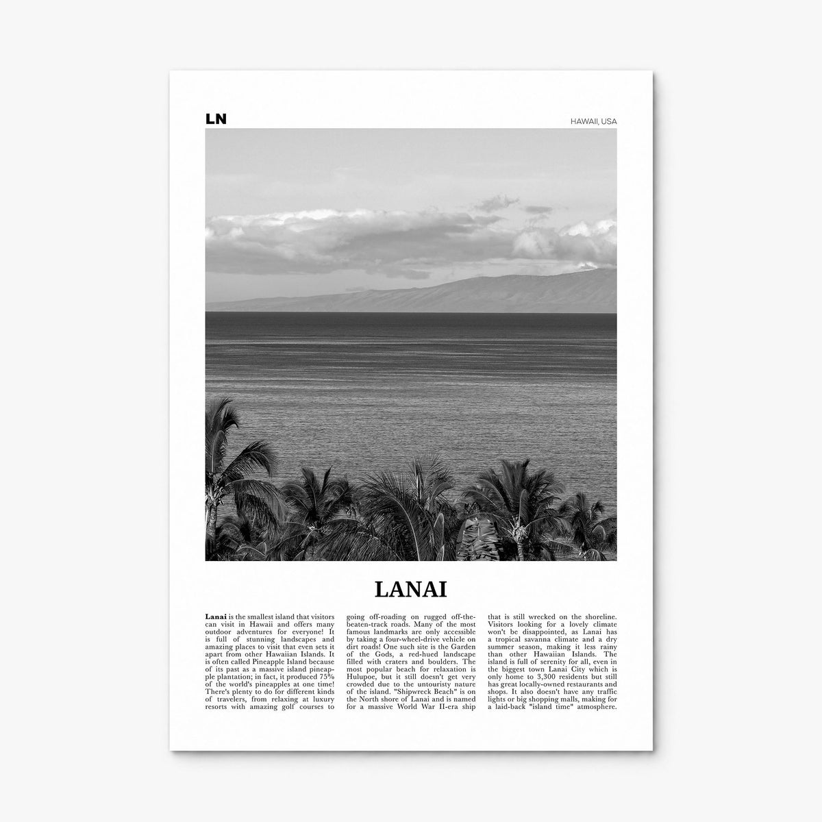 Lanai Newspaper Poster, print only (unframed)
