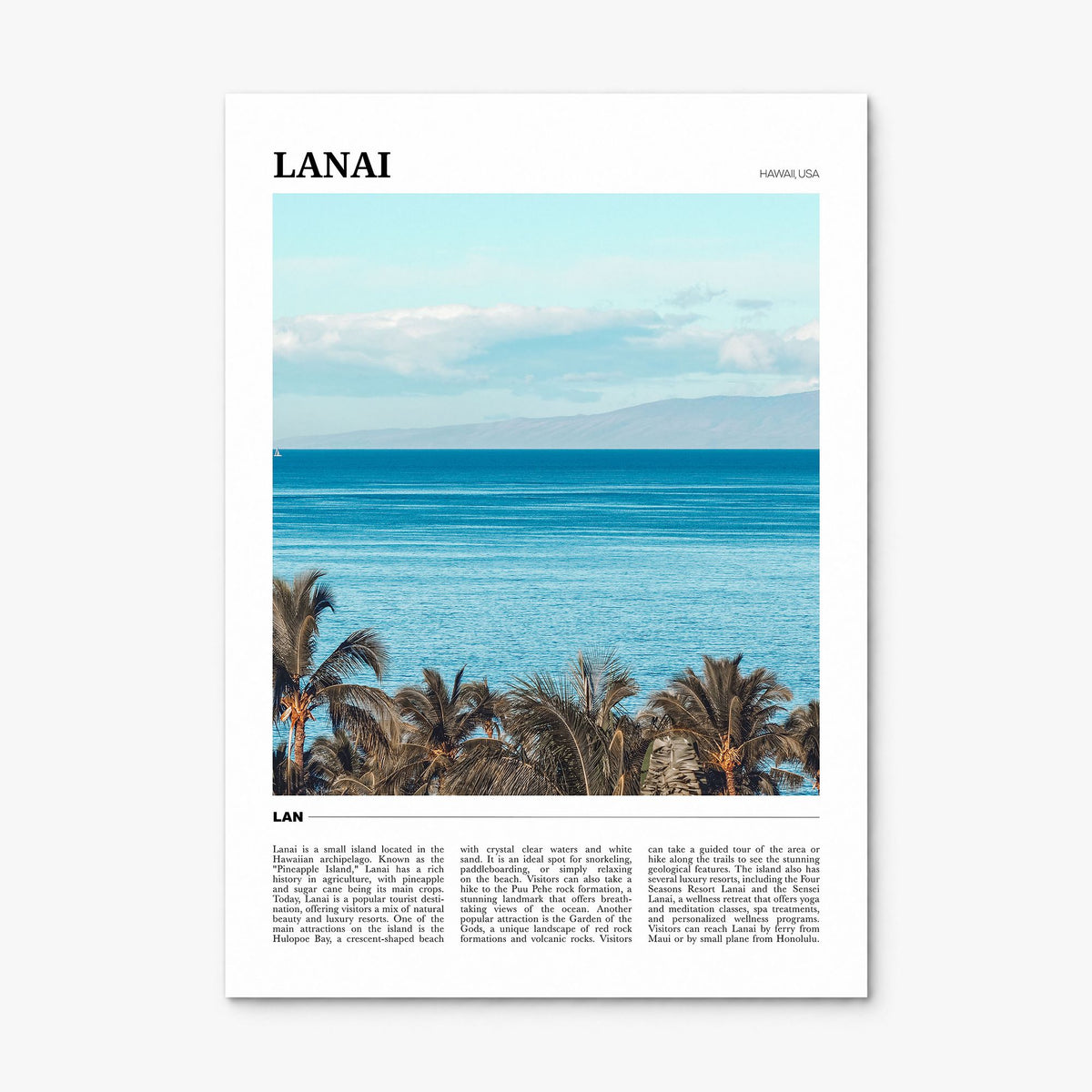 Lanai Travel Poster, print only (unframed)