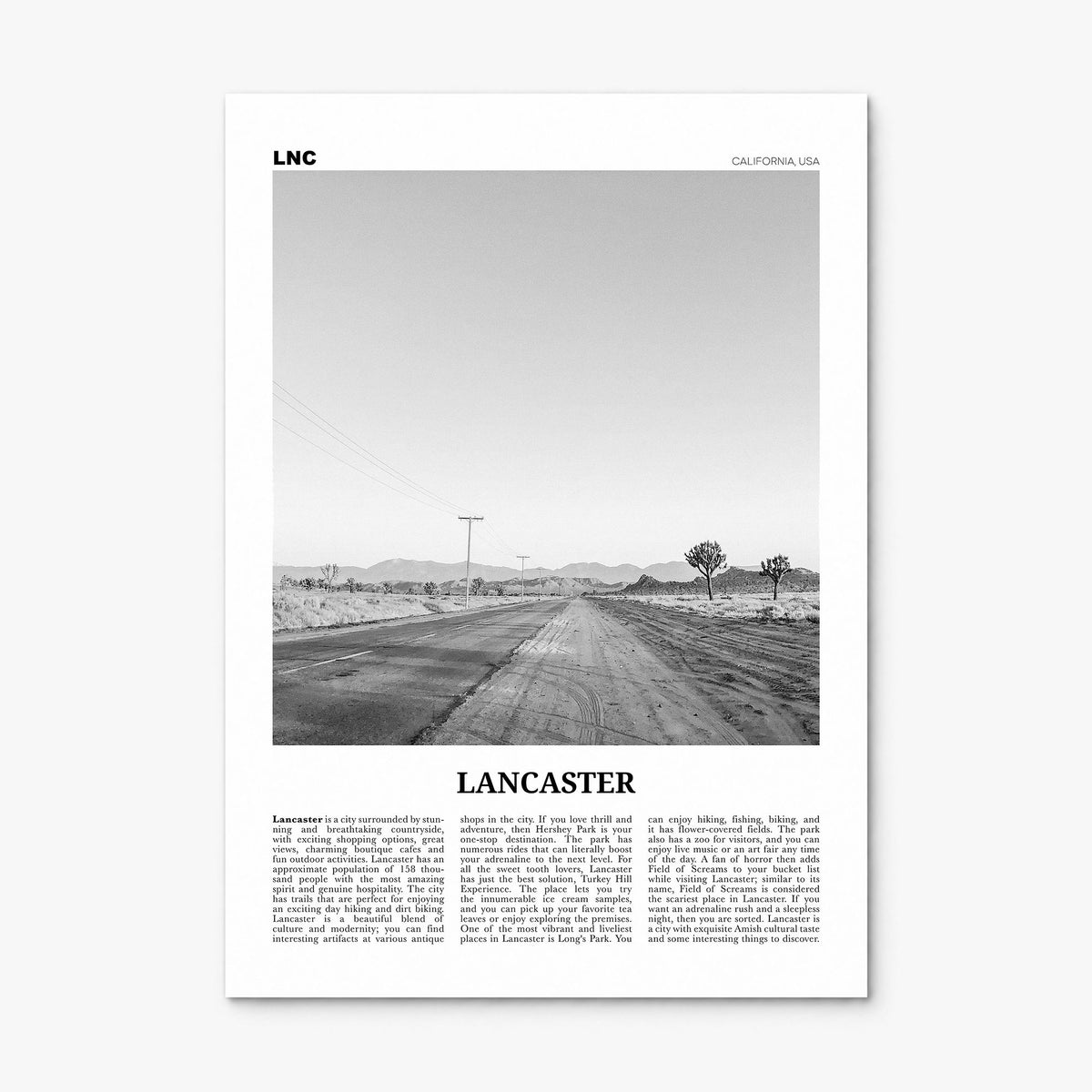 Lancaster, California Newspaper Poster, print only (unframed)