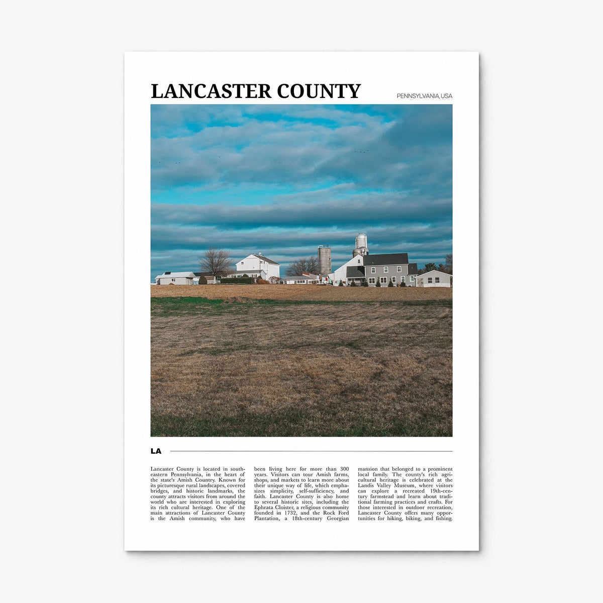 Lancaster County Travel Poster, print only (unframed)