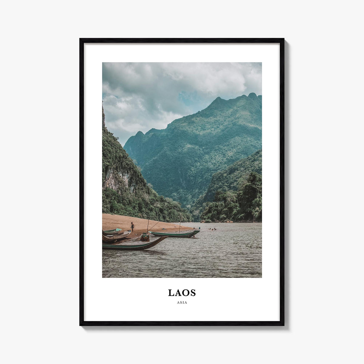 Laos colorful classic poster of Asia – vertical wall art, unframed print shown in interior mockup
