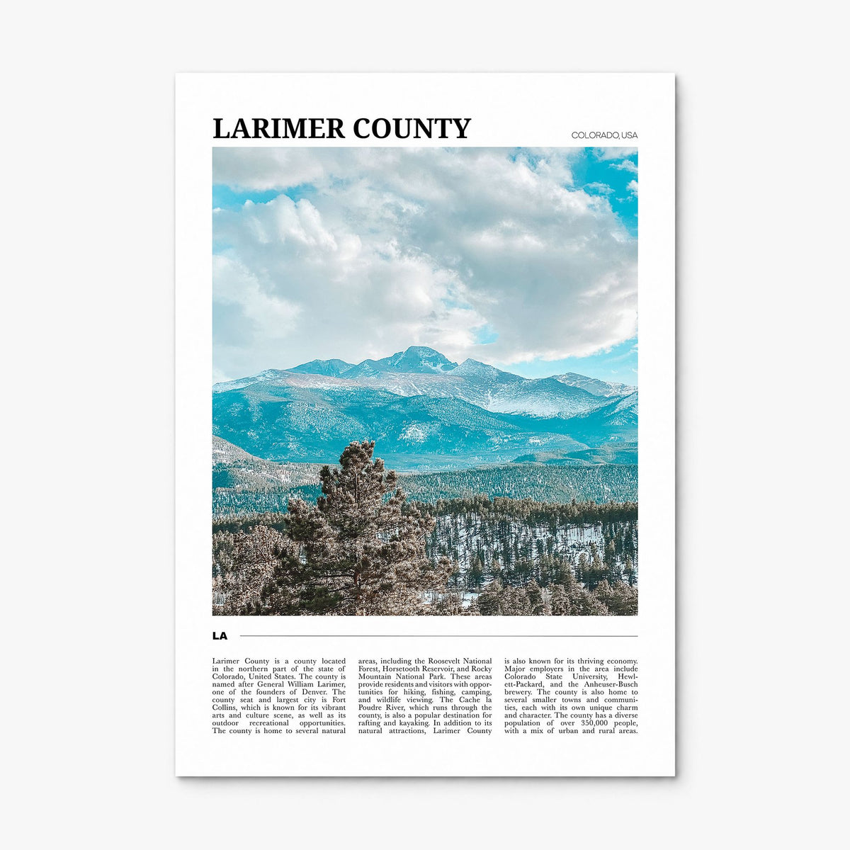 Larimer County Travel Poster, print only (unframed)