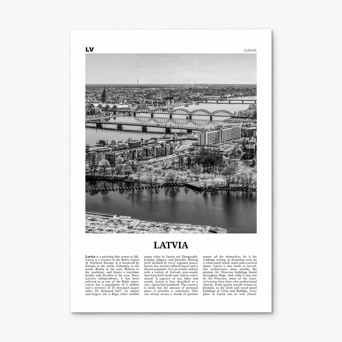 Latvia Newspaper Poster, print only (unframed)