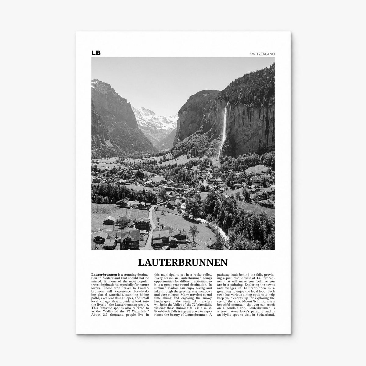 Lauterbrunnen Newspaper Poster, print only (unframed)
