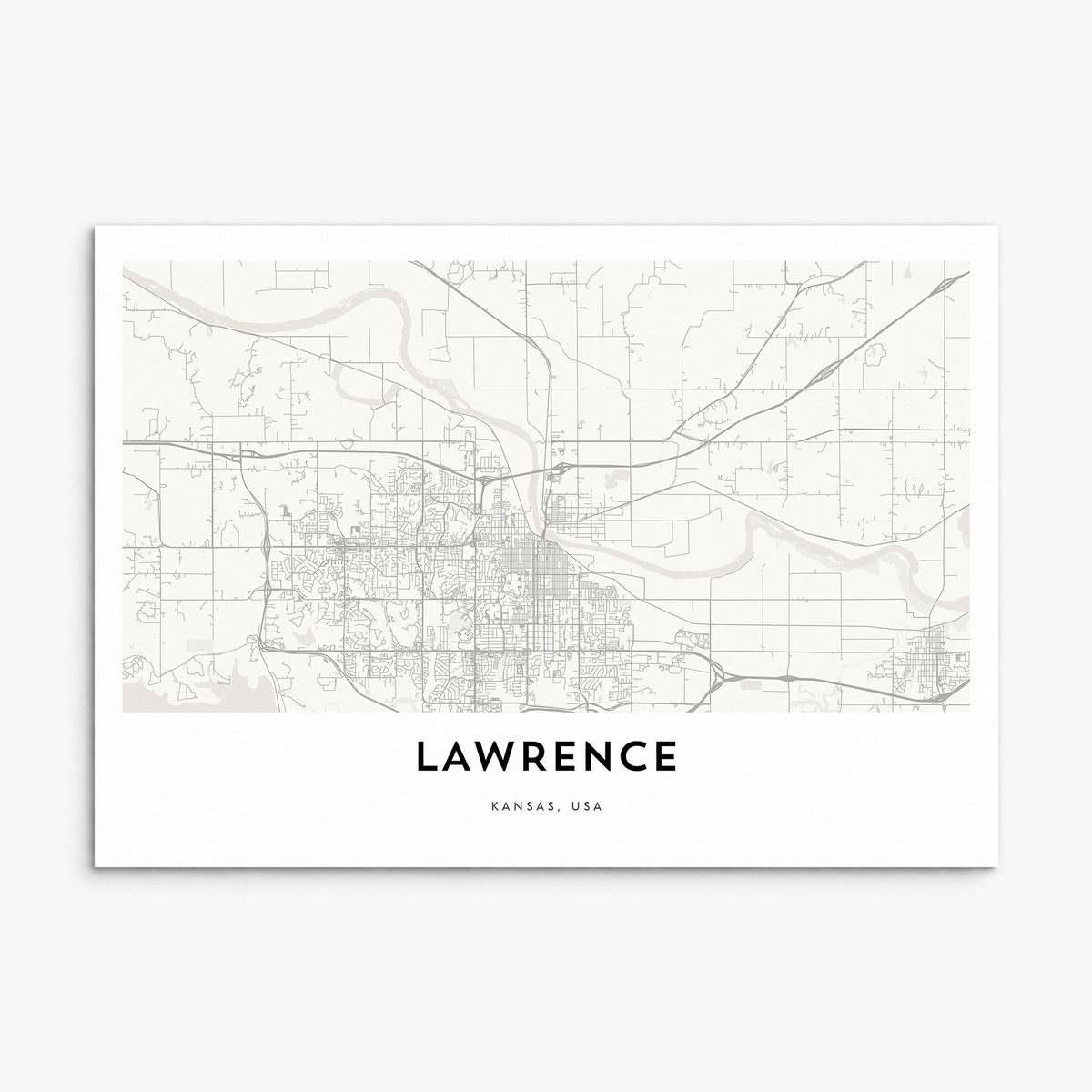 Lawrence, Kansas Map Poster, print only (unframed)