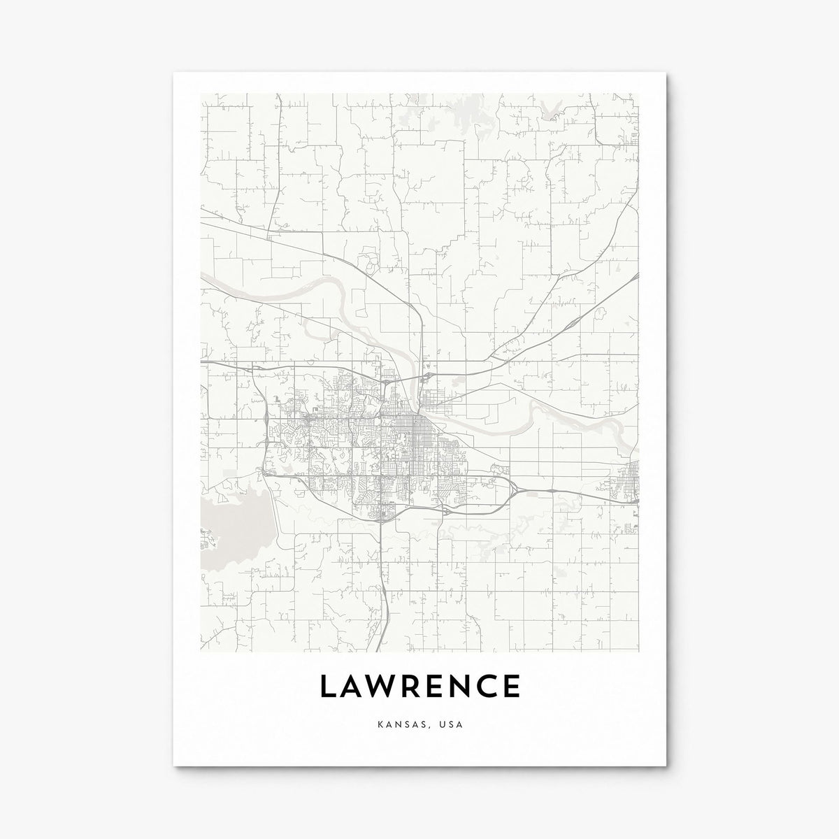 Lawrence, Kansas Map Poster, print only (unframed)