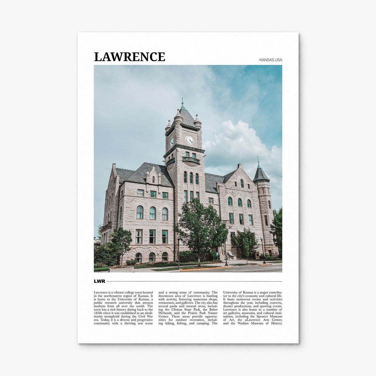 Lawrence, Kansas Travel Poster, print only (unframed)