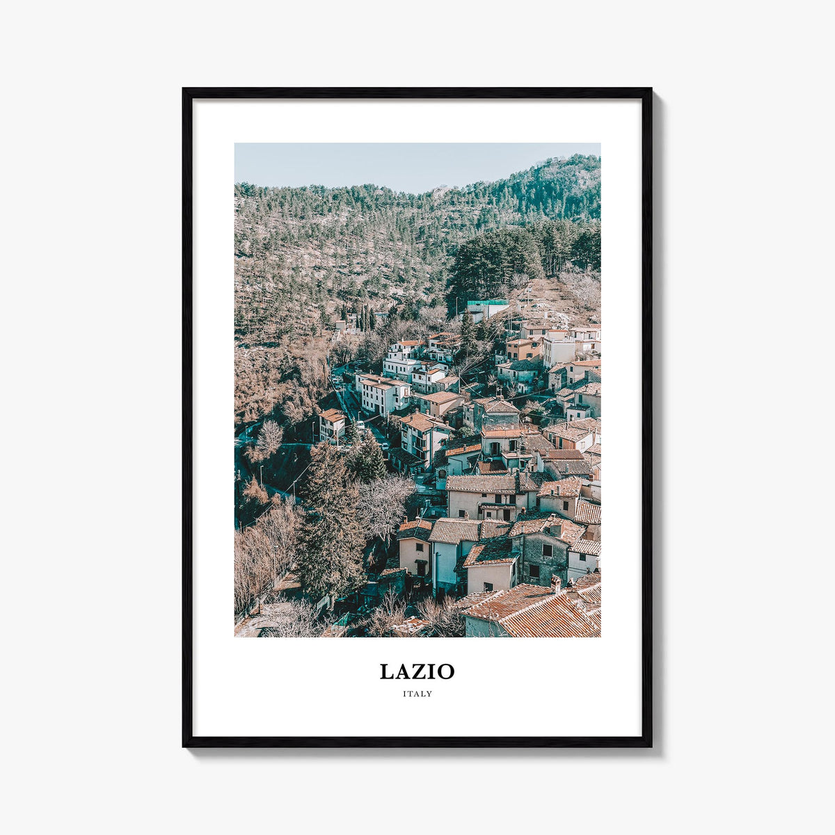 Lazio colorful classic poster of Italy – vertical wall art, unframed print shown in interior mockup