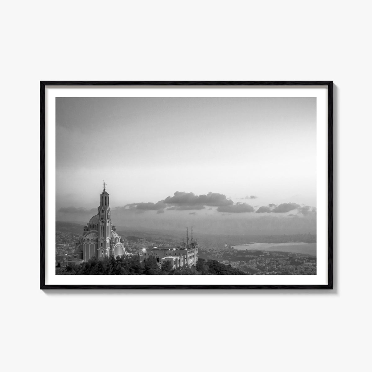 Lebanon black & white photo poster of Asia – horizontal wall art, unframed print shown in interior mockup