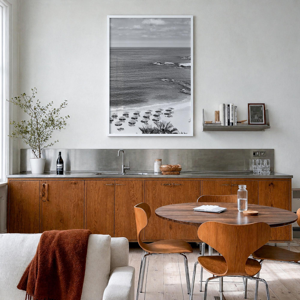 Lebanon black & white photo poster of Asia – vertical wall art in white wood frame, hanging on wall
