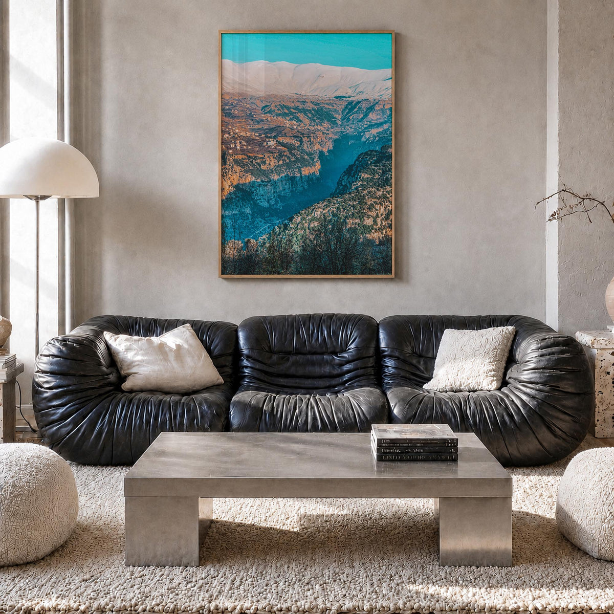 Lebanon colorful photo poster of Asia – vertical wall art in natural wood frame, hanging on wall