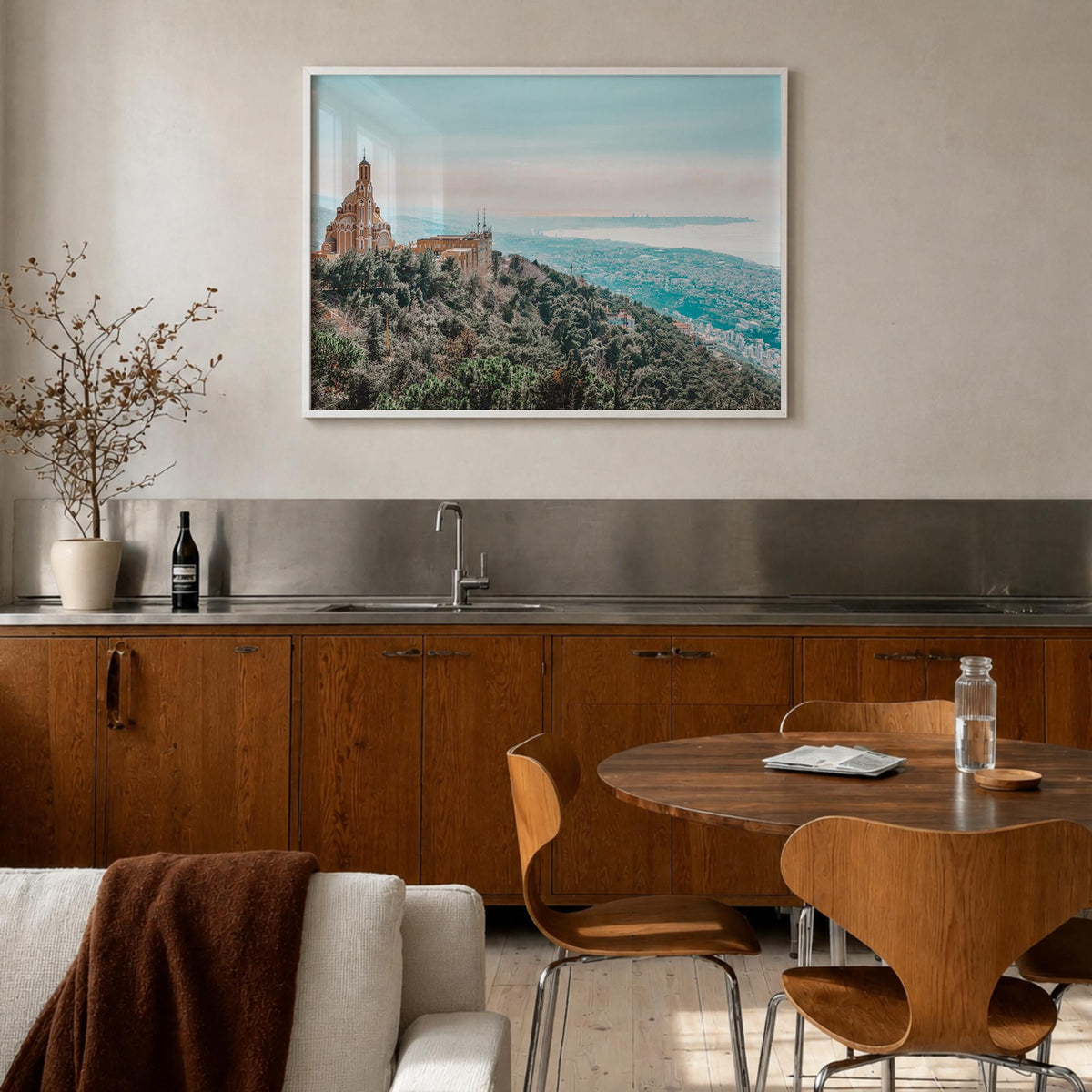 Lebanon colorful photo poster of Asia – horizontal wall art in white wood frame, hanging on wall