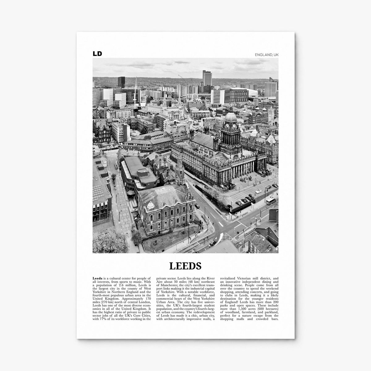 Leeds Newspaper Poster, print only (unframed)