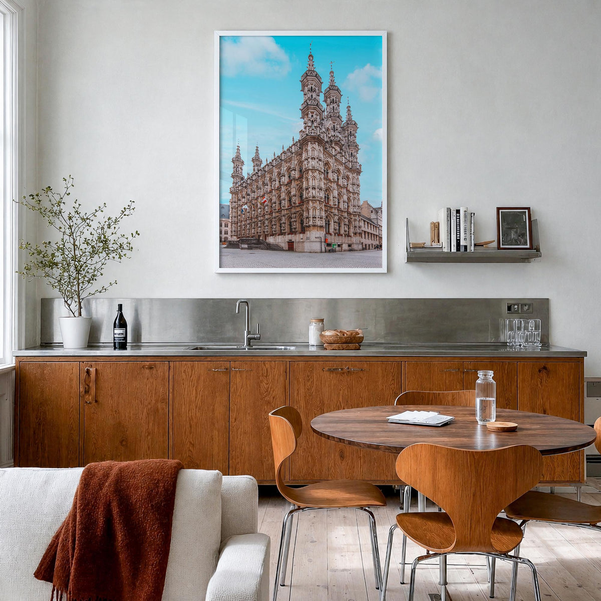 Leesburg colorful photo poster of Virginia, USA – vertical wall art in white wood frame, hanging on wall