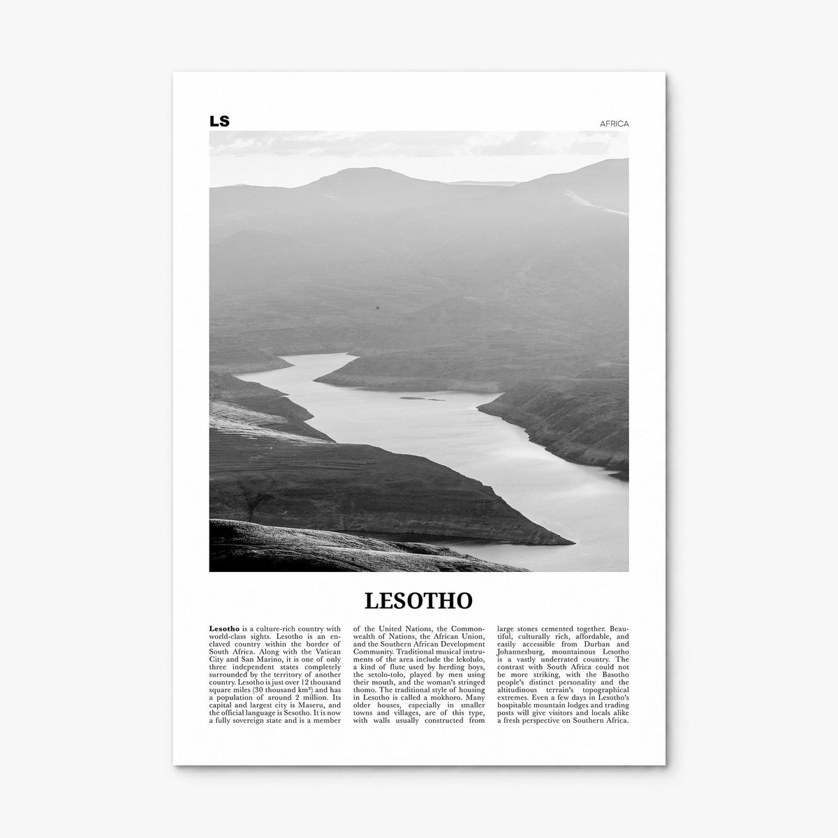 Lesotho Newspaper Poster, print only (unframed)
