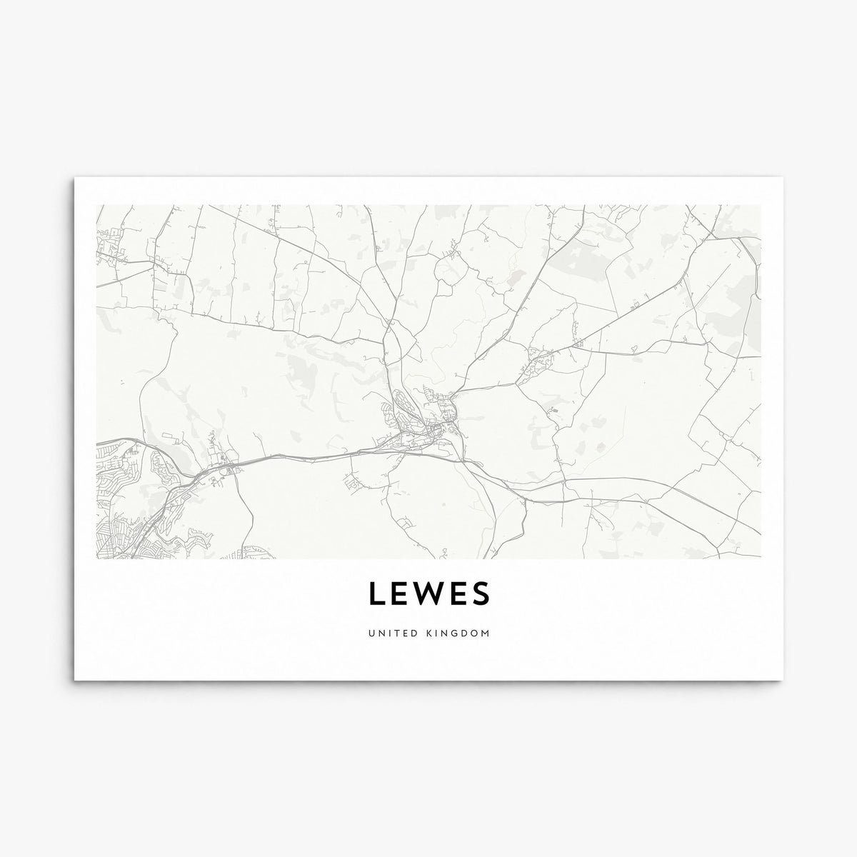 Lewes Map Poster, print only (unframed)