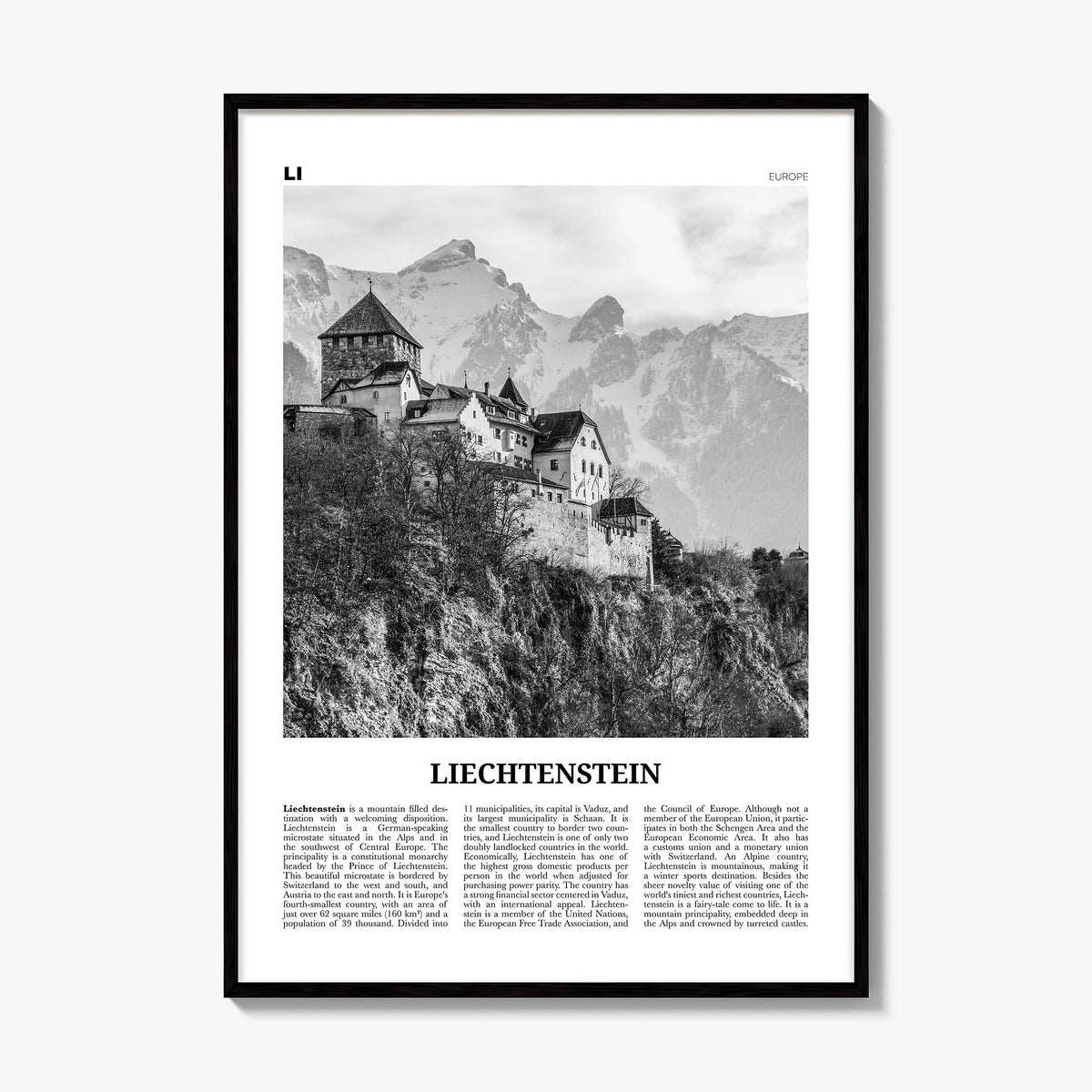 Liechtenstein Newspaper Poster, framed poster mockup