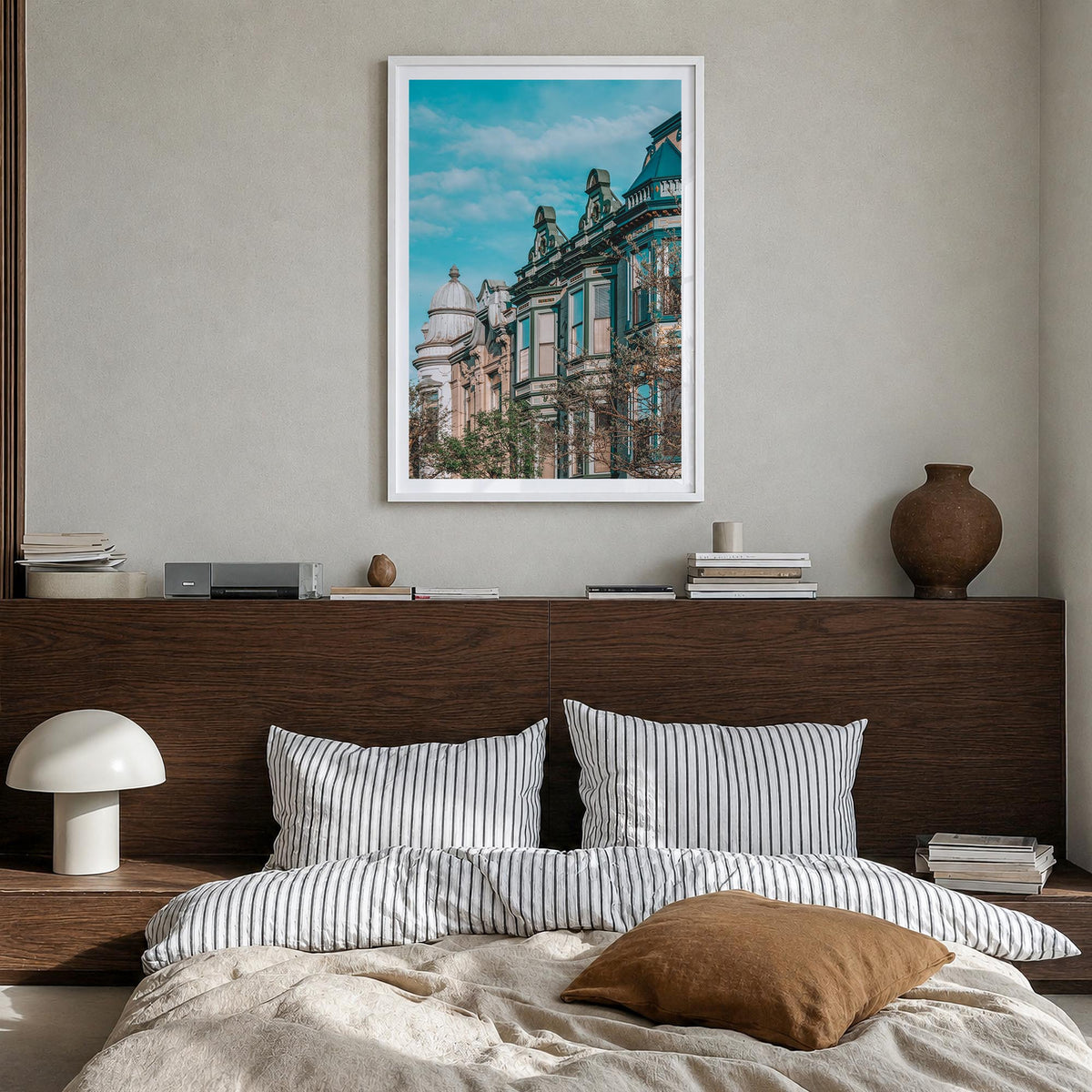 Lincoln Park no. 2 colorful photo poster of Chicago, Illinois – vertical wall art in white wood frame with white border, hang