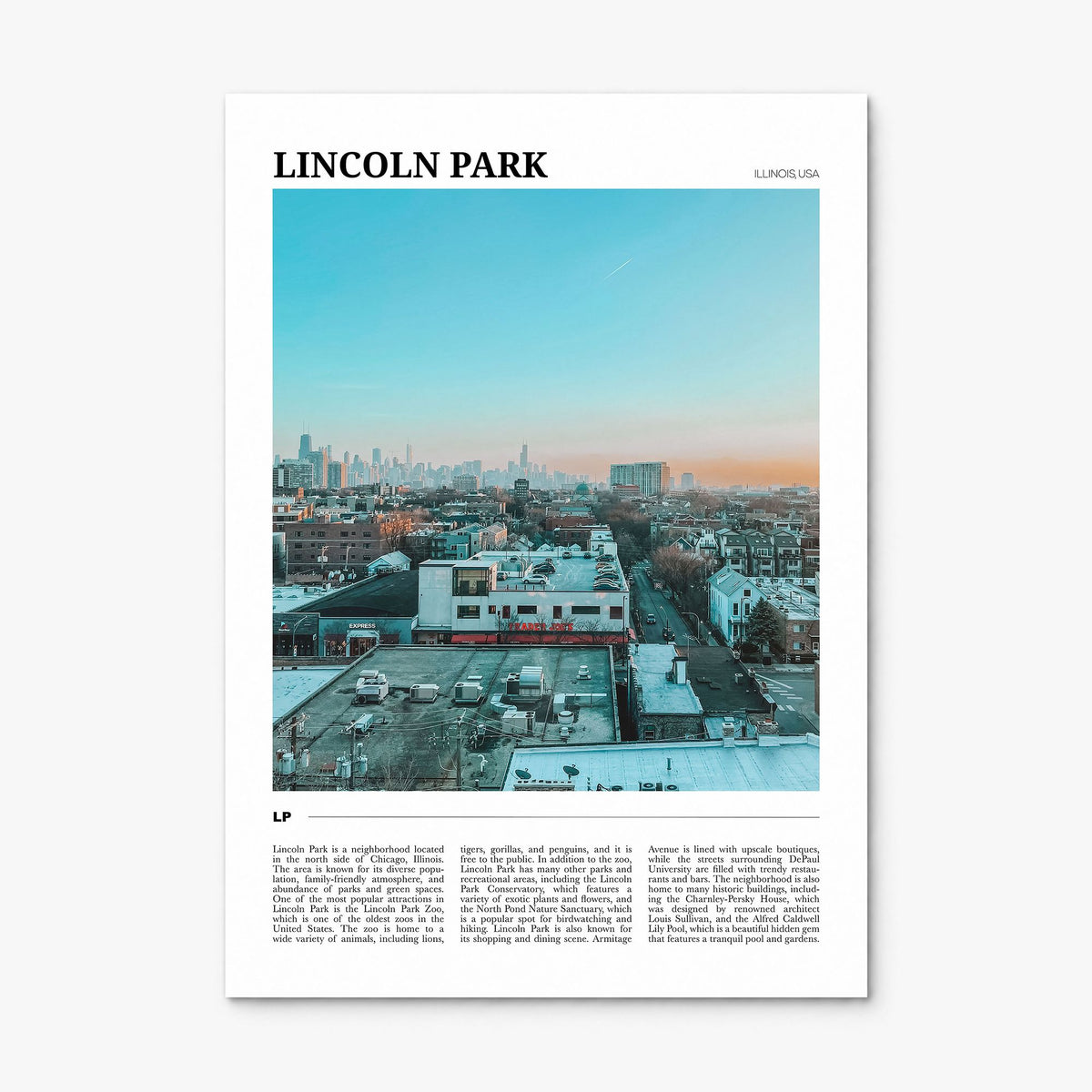 Lincoln Park Travel Poster, print only (unframed)