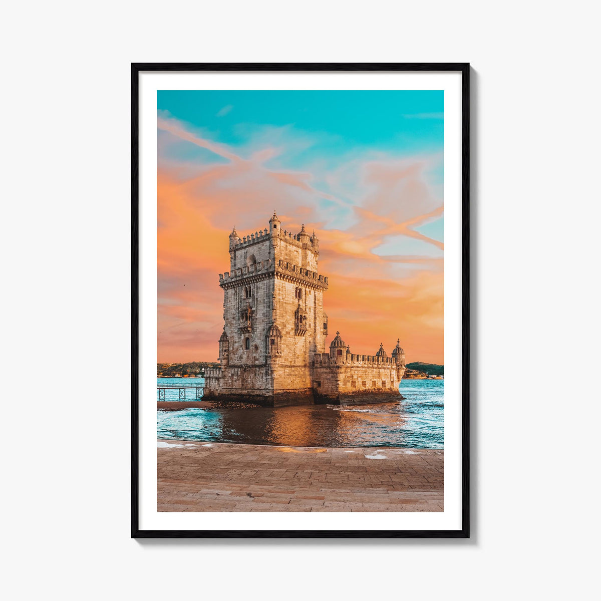 Lisbon no. 3 colorful photo poster of Portugal – vertical wall art, unframed print shown in interior mockup