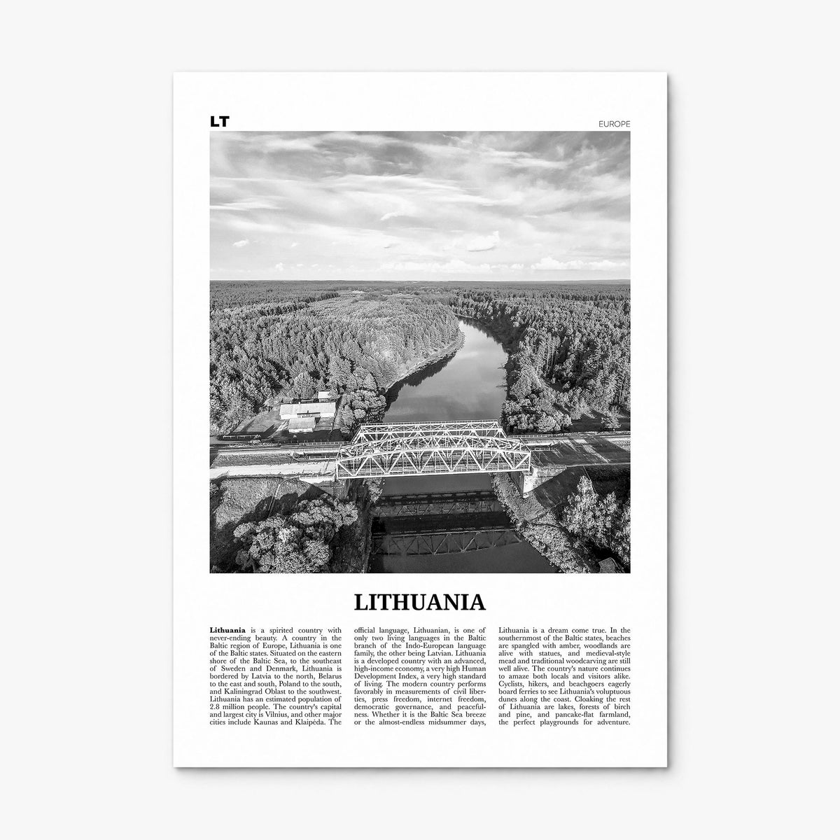 Lithuania Newspaper Poster, print only (unframed)