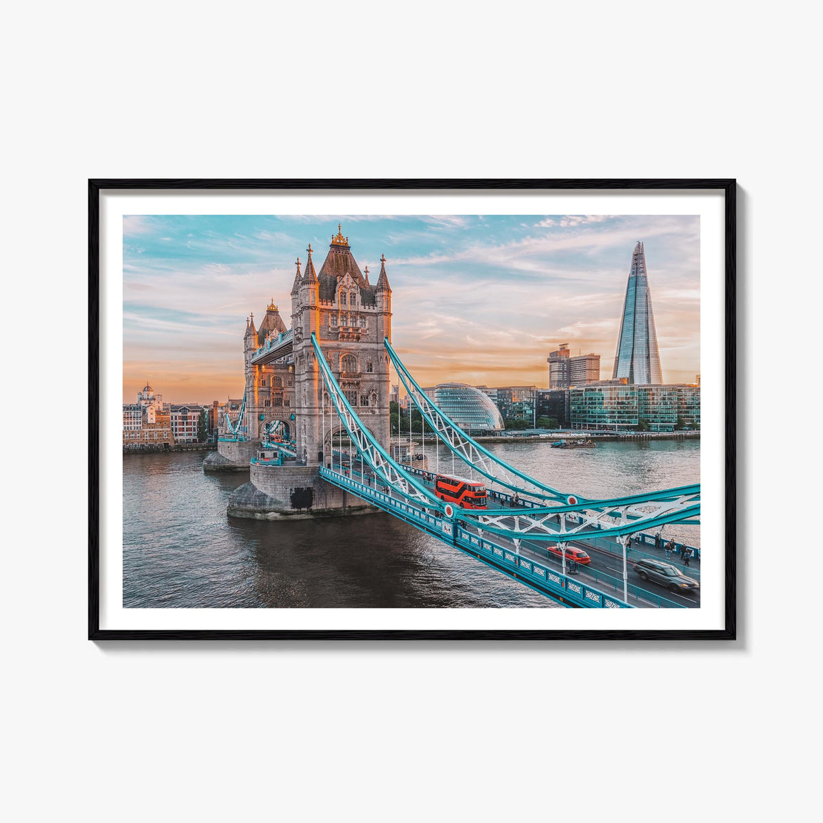 London colorful photo poster of England, UK – horizontal wall art, unframed print shown in interior mockup