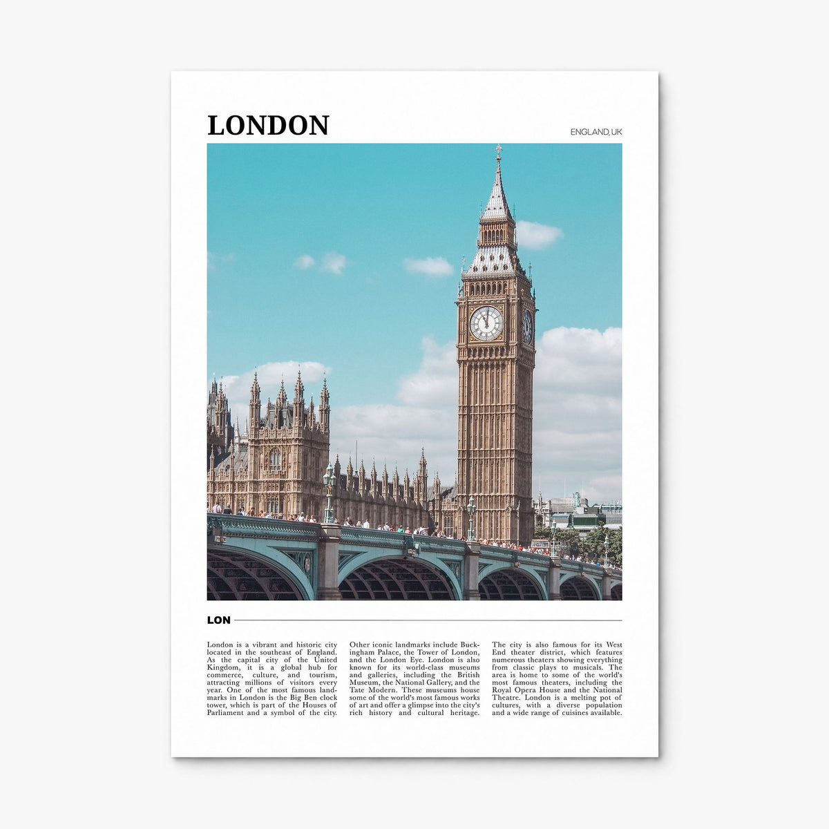 London Travel No 2 Poster, print only (unframed)